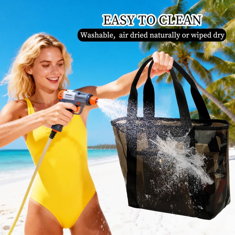 Fammart Clear Beach Bag for Women, Clear Tote Bag with Zipper for Stadium Events, Sports, Concerts, Work - Image 2